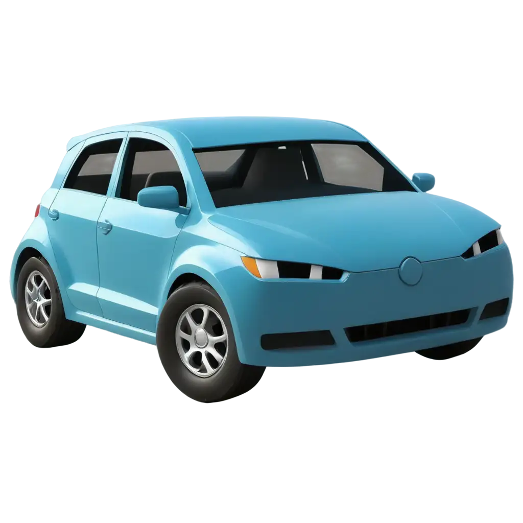 Cartoon-Style-3D-Car-PNG-Image-in-an-Abandoned-City-Blue-Car-in-Ruins