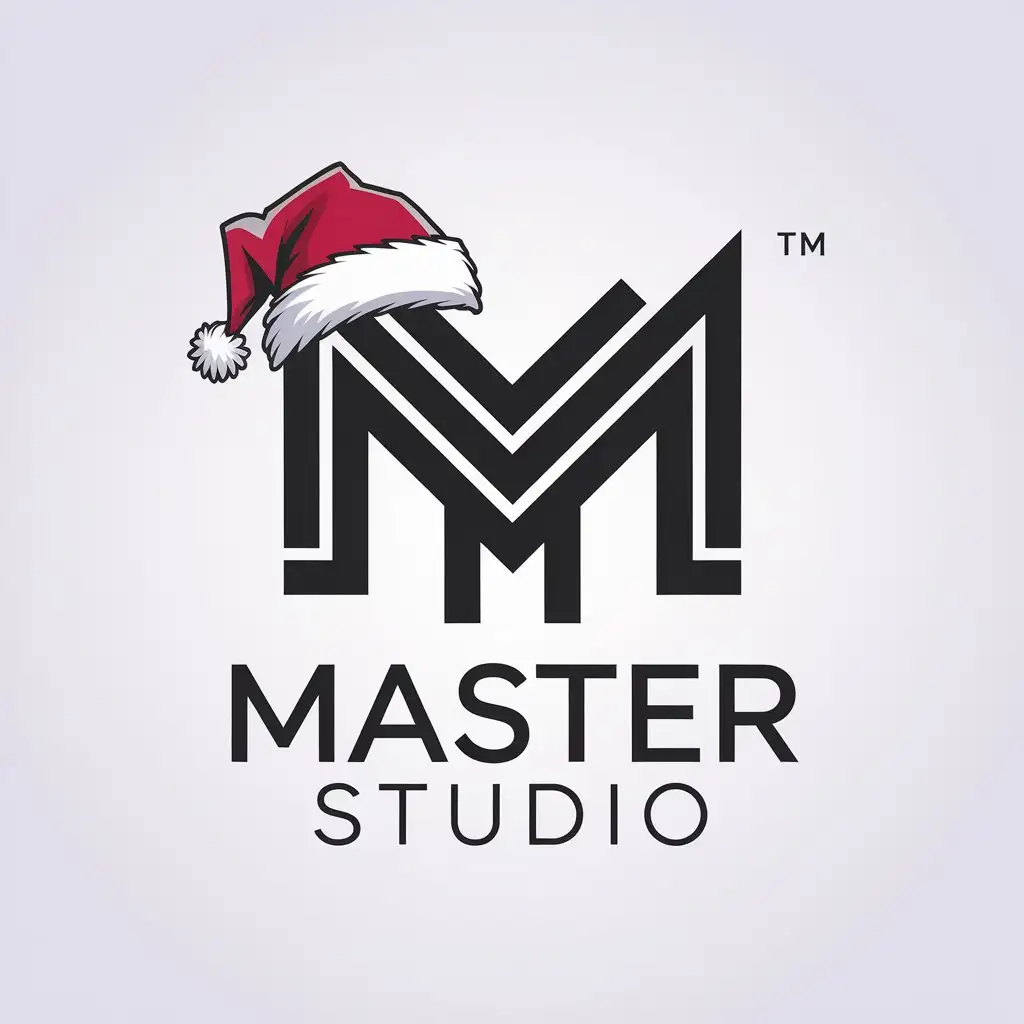 LOGO Design for Master Studio Vector with M and Christmas Hat Symbol Moderate Style Clear Background