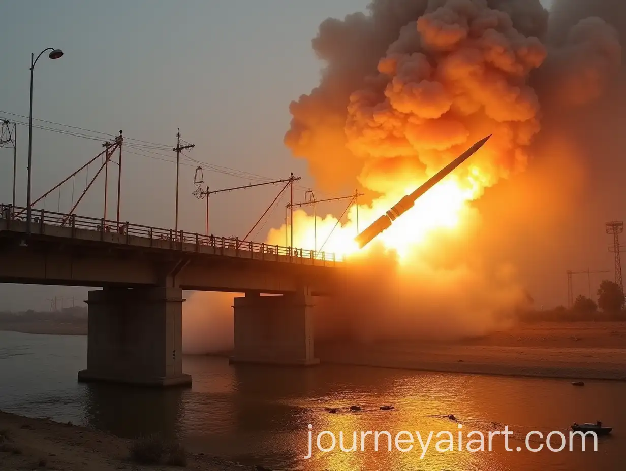 Missile-Strike-on-Euphrates-River-Bridge-with-Explosion-and-Smoke