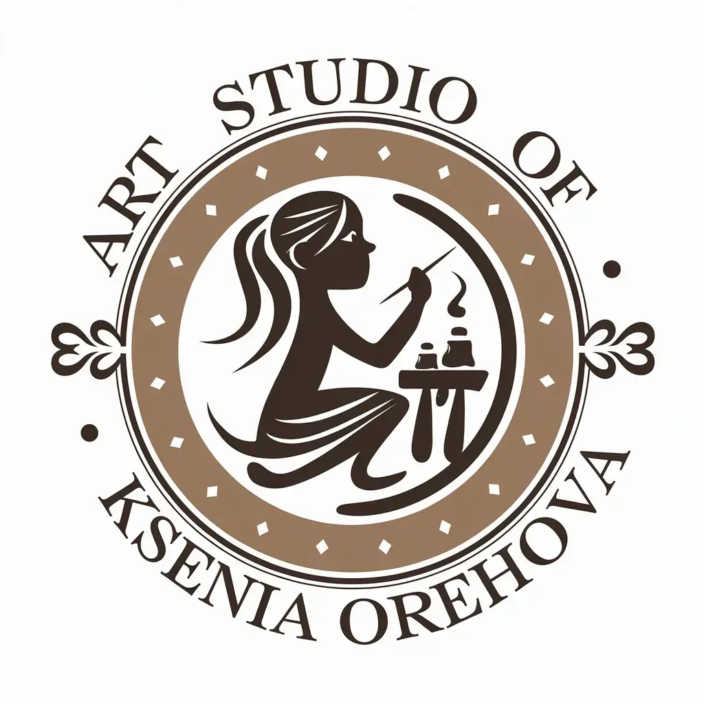 LOGO-Design-for-Art-Studio-of-Ksenia-Orehova-Girl-Painting-with-Paints