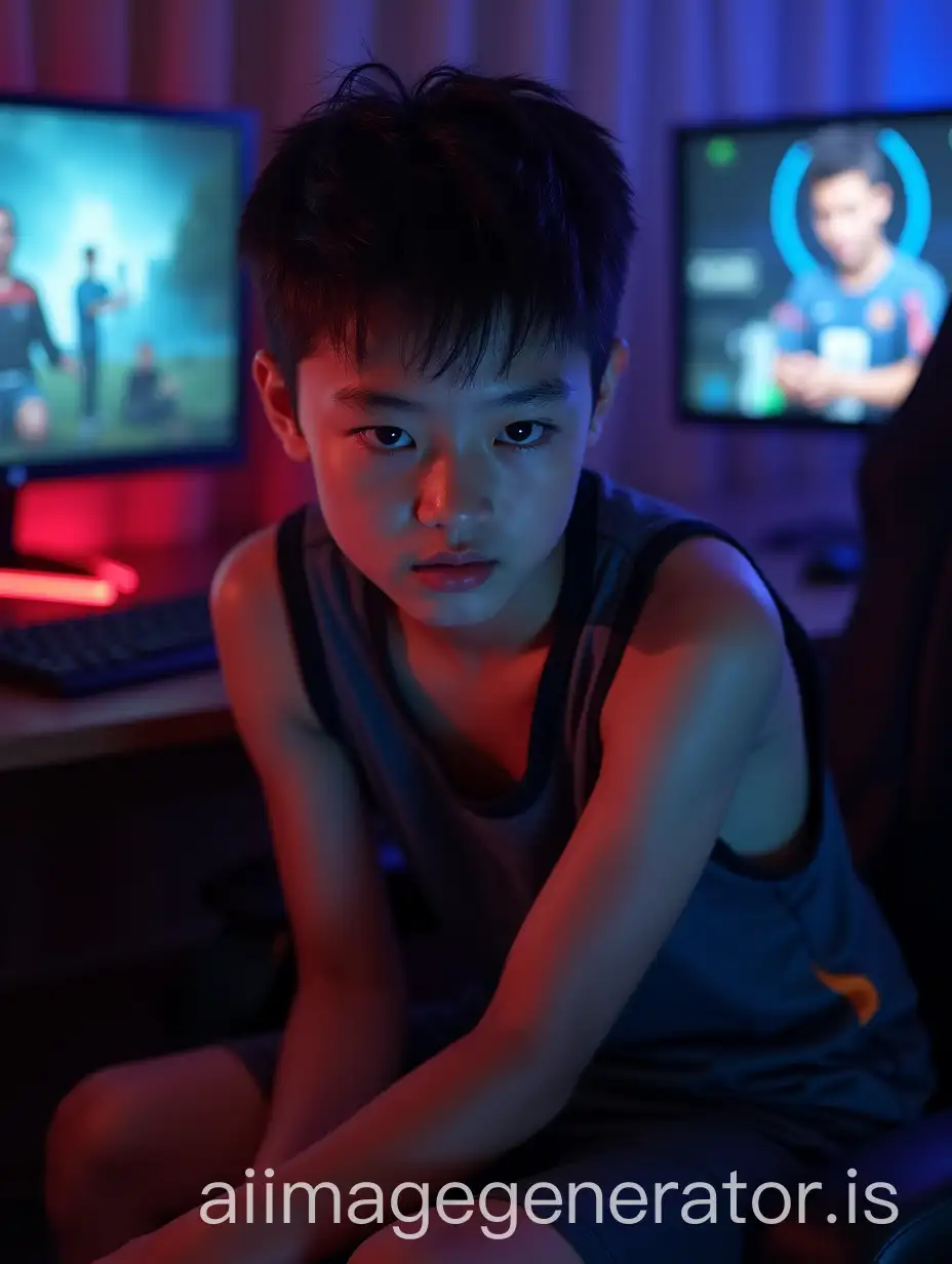 13YearOld-ChineseIban-Teenage-Boy-Posing-in-Gaming-Room-with-Smartphone