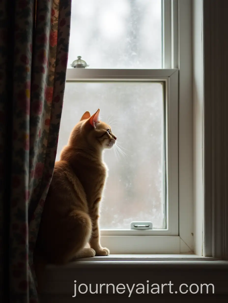 Cat-Looking-Out-of-Window-in-a-Cozy-Room