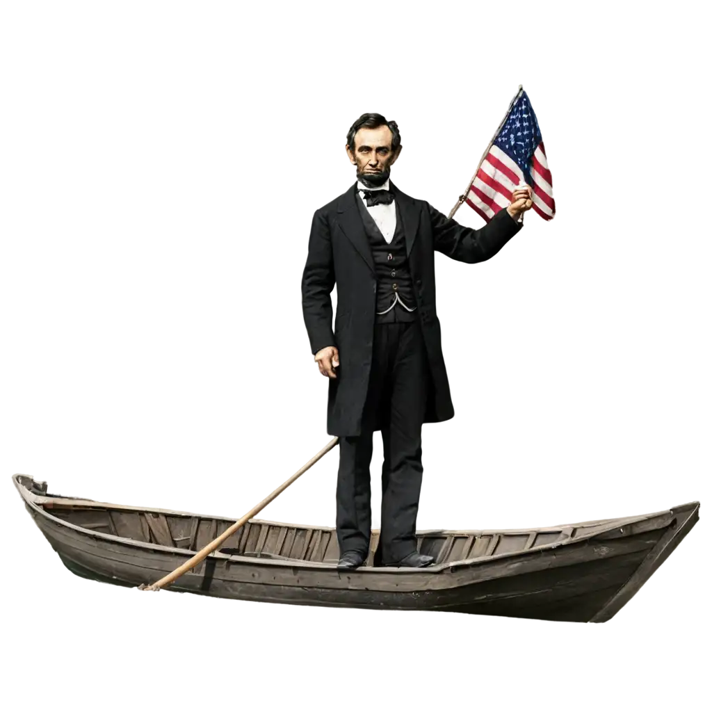 Abe-Lincoln-on-River-Boat-PNG-Image-Historical-Illustration-with-High-Clarity