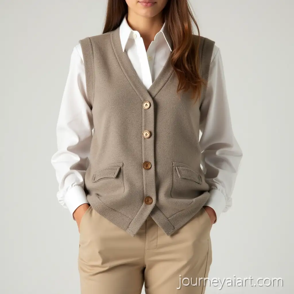 Stylish-Casual-Outfit-with-White-Shirt-Wool-Vest-and-Beige-Pants