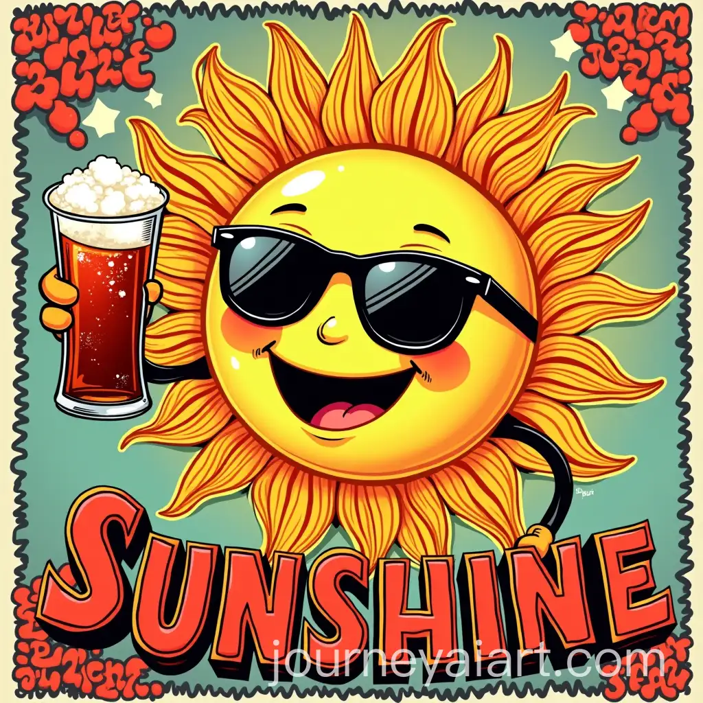 Vibrant-PopArt-Poster-with-Cheerful-Anthropomorphic-Sun-and-Retro-Typography