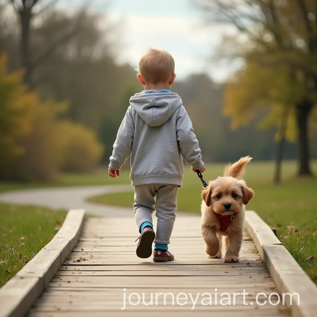 Child-Walking-on-Ramp-with-Little-Dog