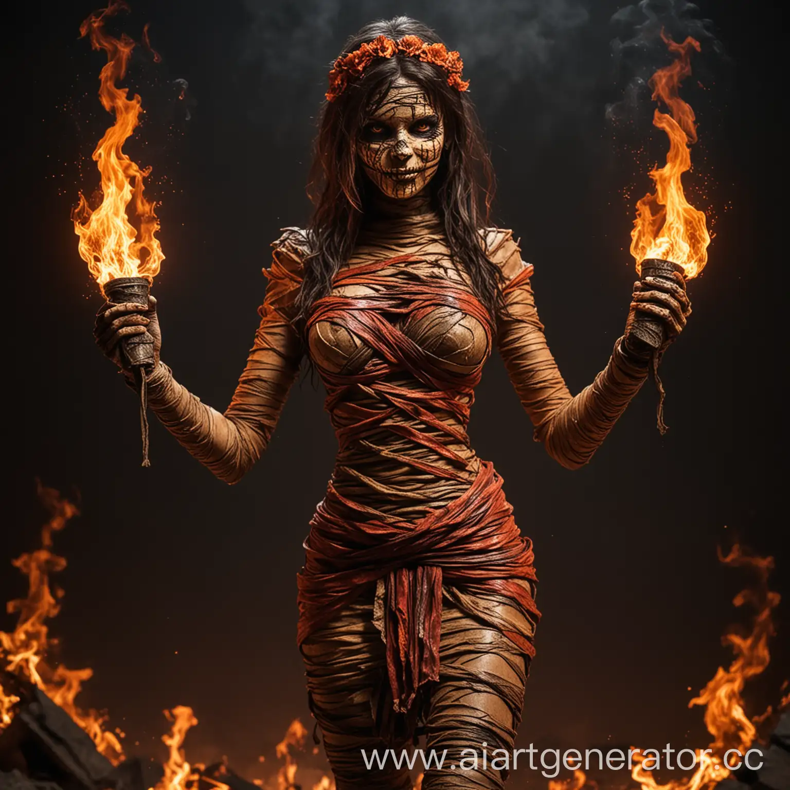 Mystical-Fire-Elemental-Transforming-into-Ancient-Mummy