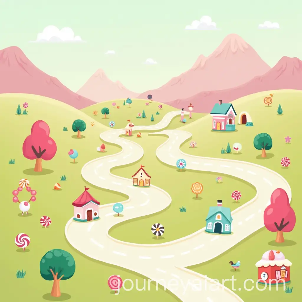 Candy-Land-Board-Game-Illustration-in-Ludo-Style-for-5-Players