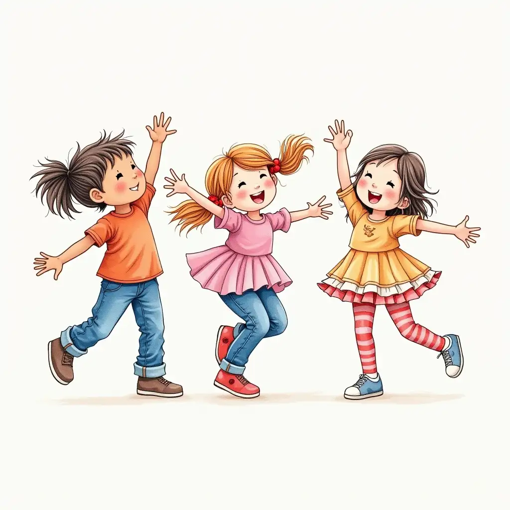 kids group dance drawing