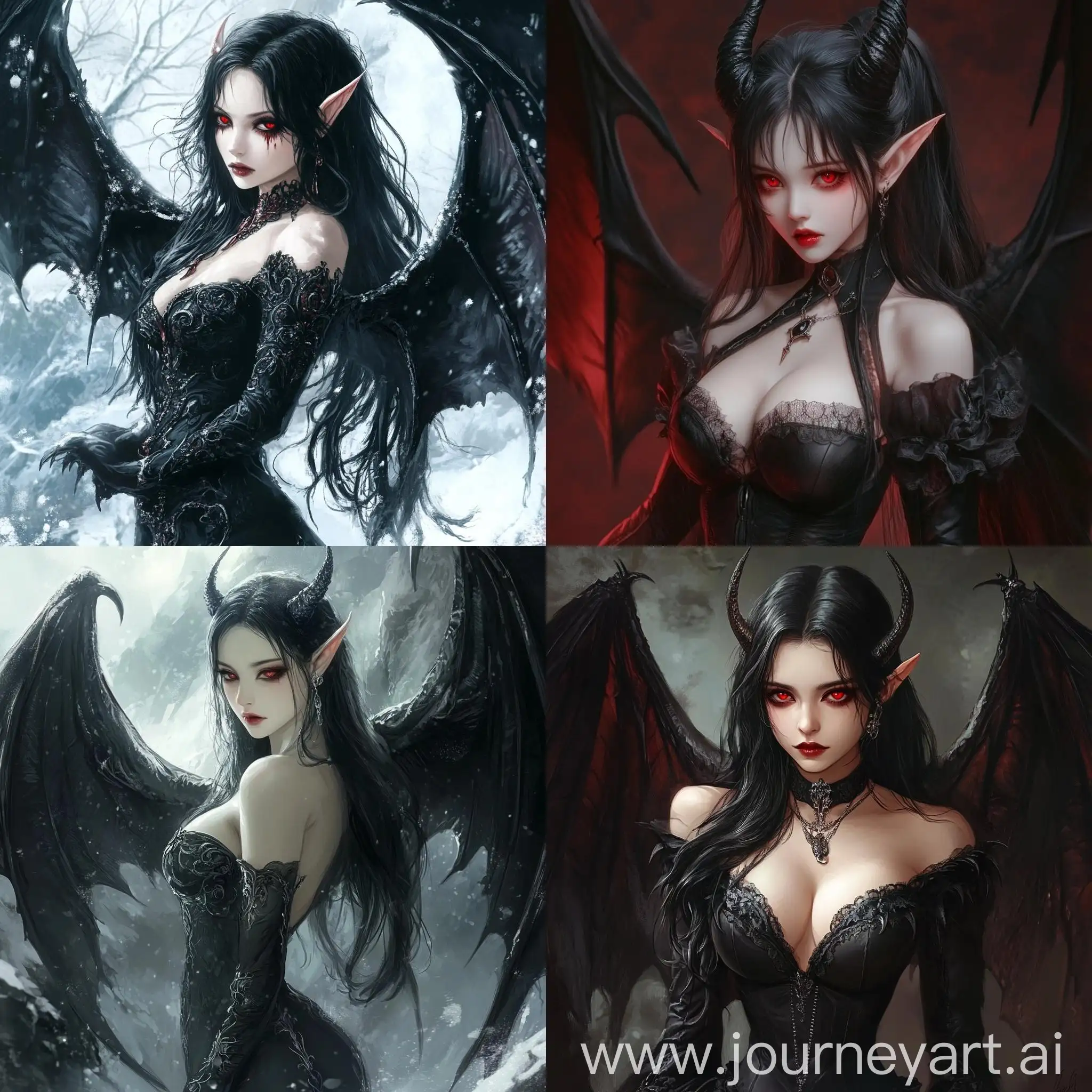 Elegant-Vampire-Woman-with-Four-Demon-Wings-and-SnowWhite-Skin