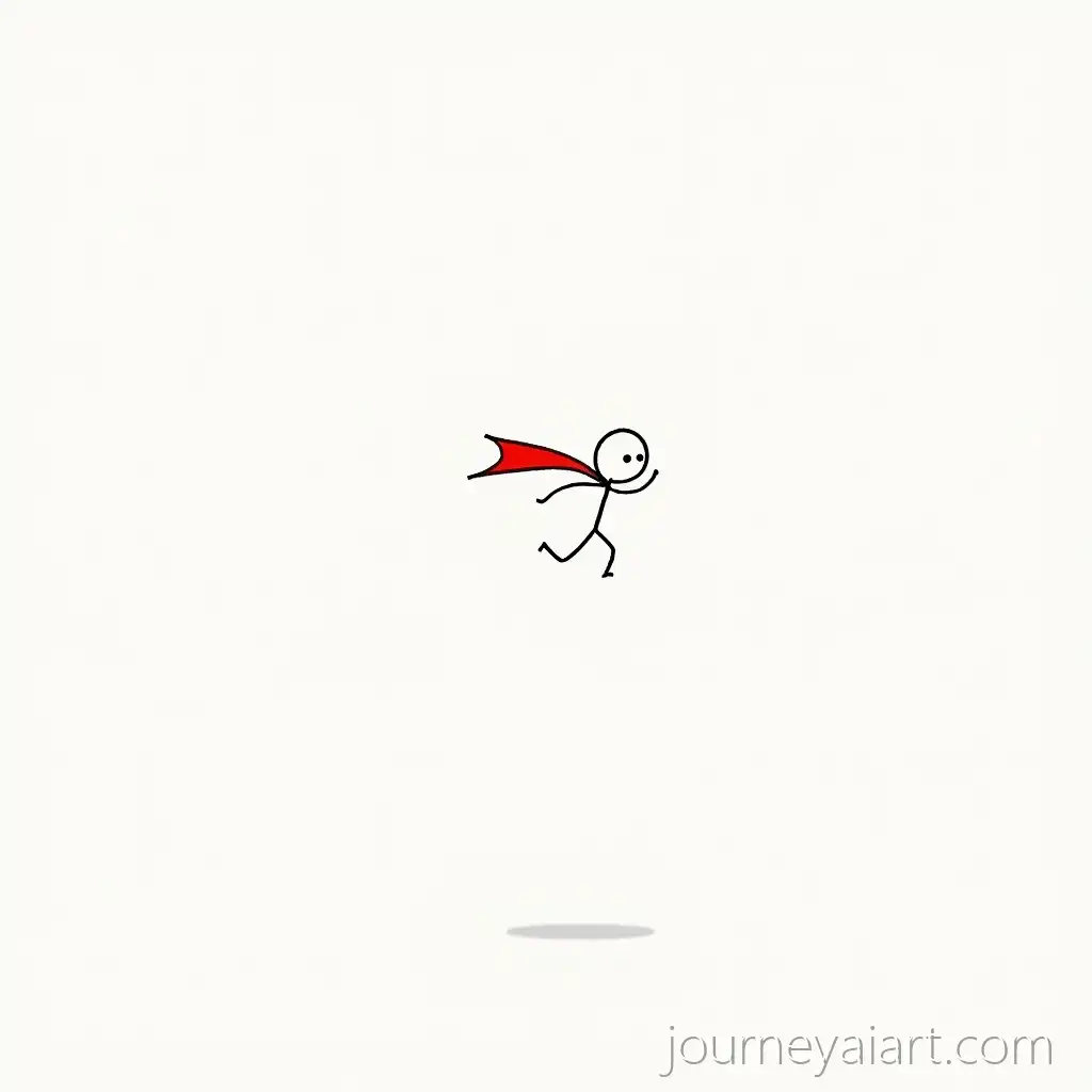 Minimalistic-Stick-Figure-Animation-with-Superman-Pose-and-Red-Cape