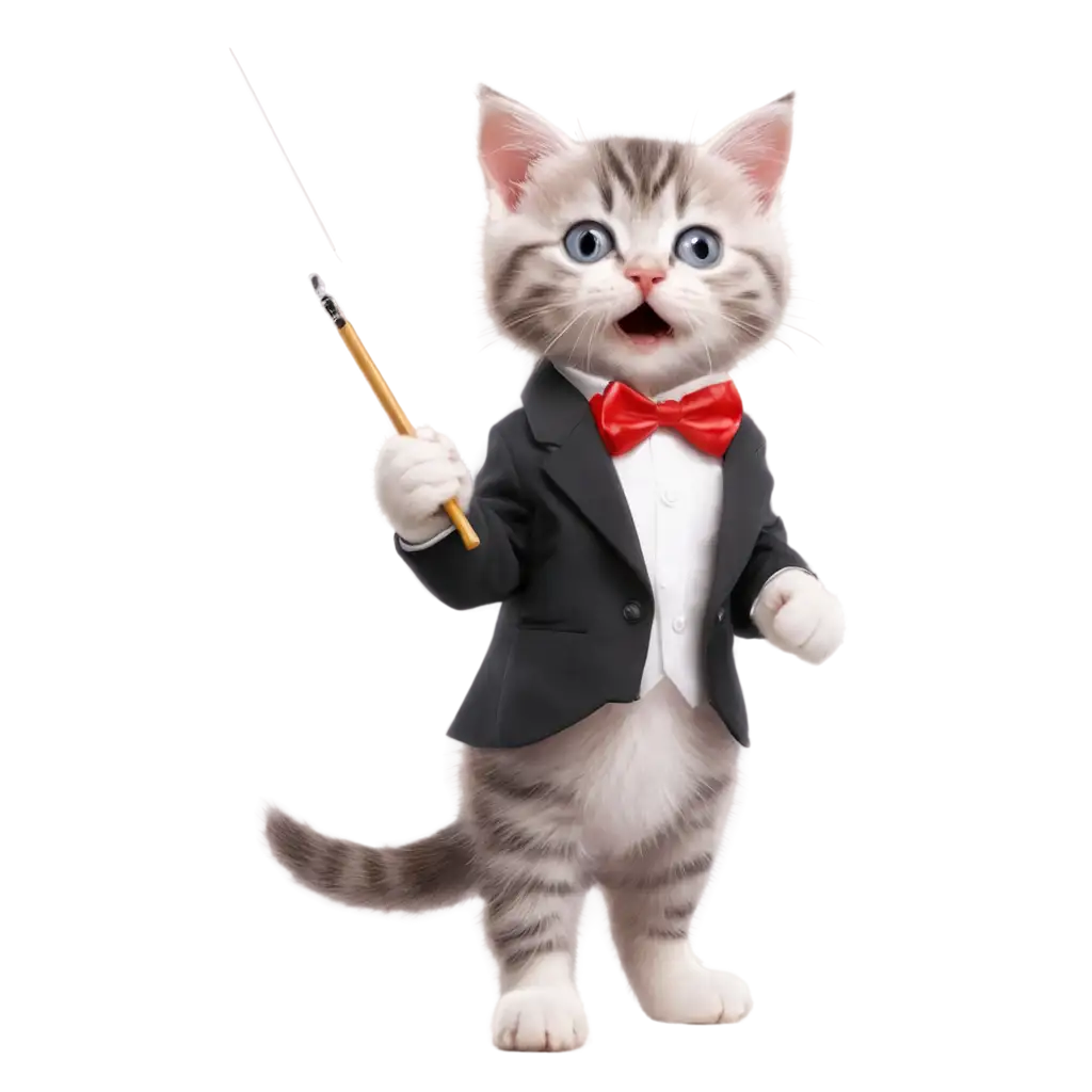 Kitten-in-a-Tuxedo-with-a-Conductors-Baton-PNG-Image-for-Creative-Projects