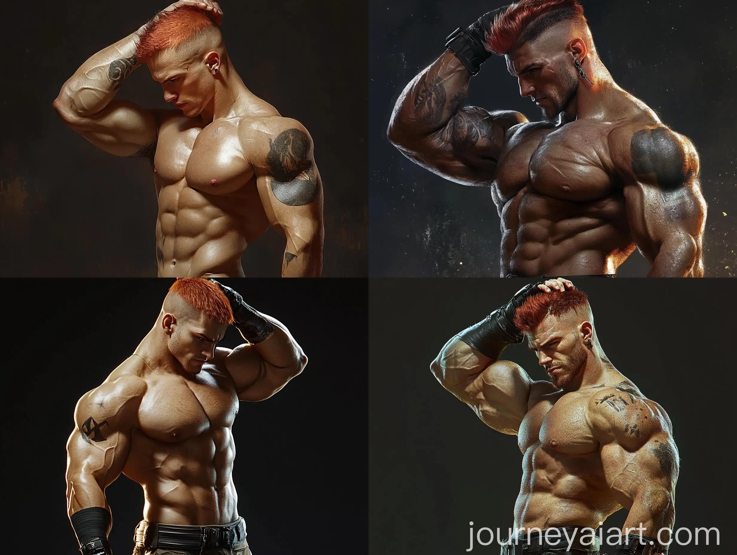 Muscular-Mercenary-Assassin-in-Dramatic-Pose-with-Red-Hair