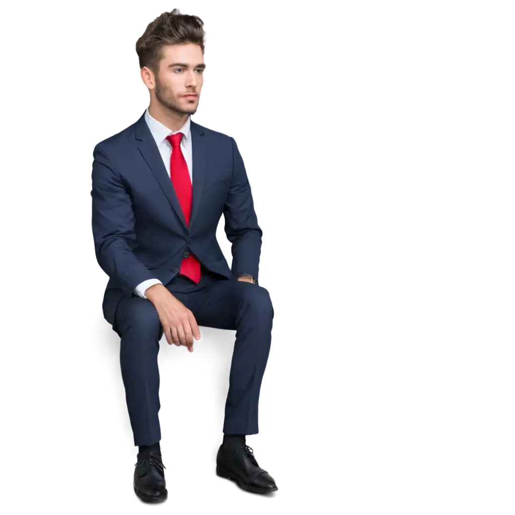 Professional-PNG-Image-of-a-Man-in-a-Suit-and-Tie-Sitting-on-a-Wall