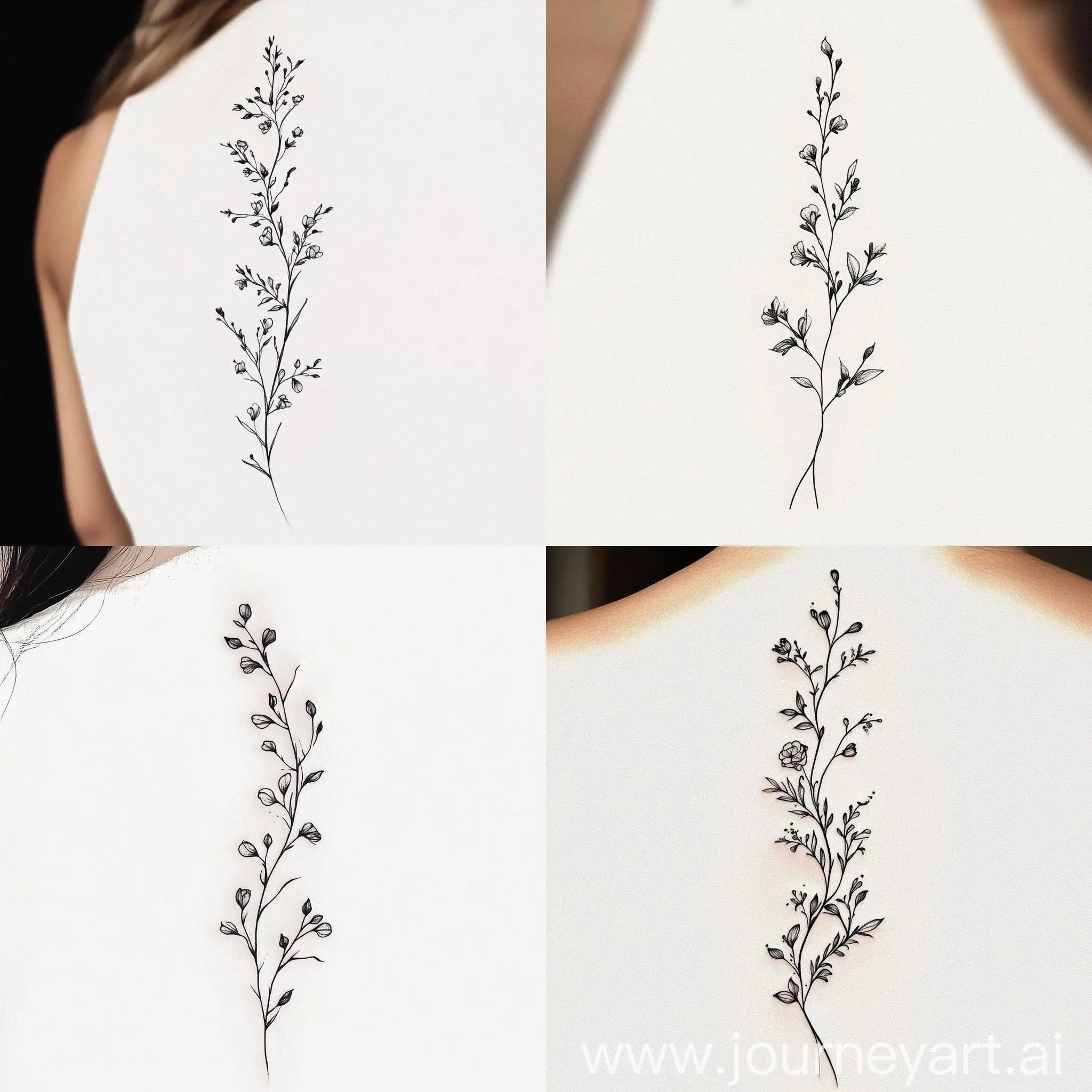 Elegant-Plant-Engraving-Tattoo-on-Girls-Spine