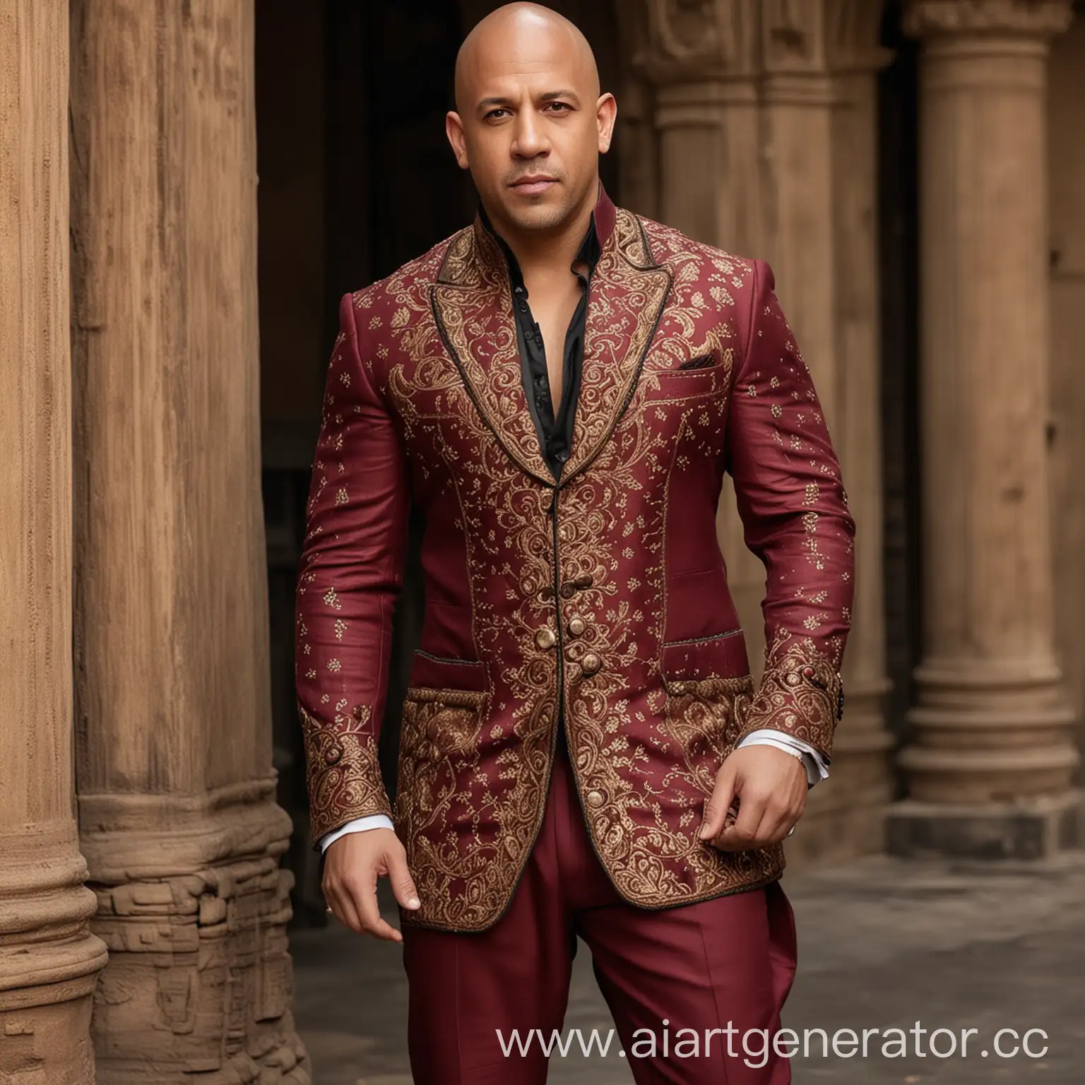 Vin-Diesel-in-Elegant-Jodhpuri-Bandhgala-Suit-with-Intricate-Embroidery