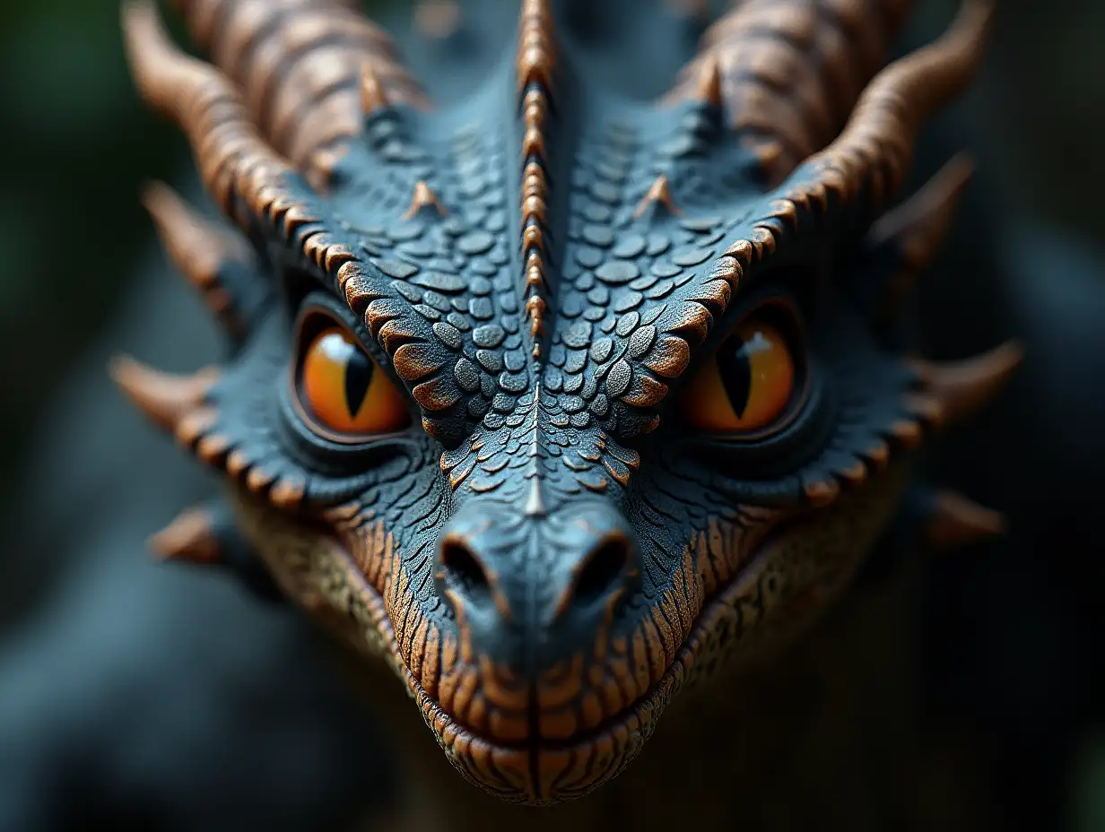 A close-up of a dragon's face, showcasing its fierce eyes and scales., Ultra Hyperrealism, realistic beautiful faces, Perfect features, Visually Stunning, 128k, Photorealistic, extreme detail 