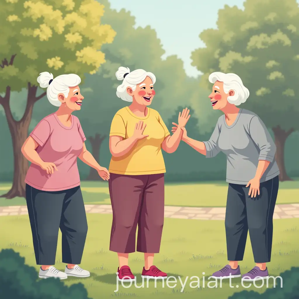 Elderly-Women-Greeting-After-Exercise-Session