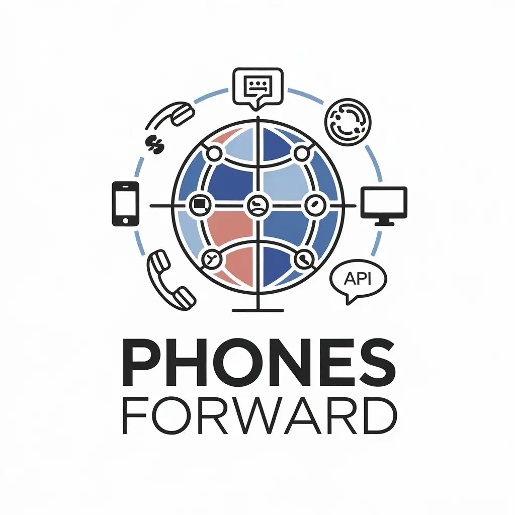 LOGO Design for Phones Forward Modern Technology Symbolism with Phones SMS Computer API and Globe Elements