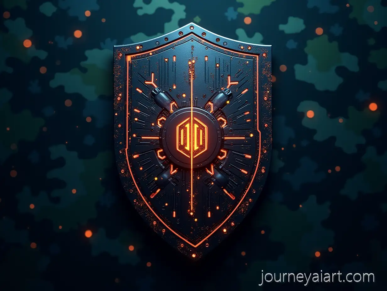 Futuristic-MilitaryFuturistic-military-shield-Shield-with-Glowing-AI-Circuit-Patterns-and-Digital-Camouflage-Background