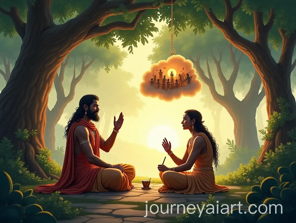 Veda-Vyasa-and-Vinayaka-in-Jungle-Setting-Narrating-Mahabharata