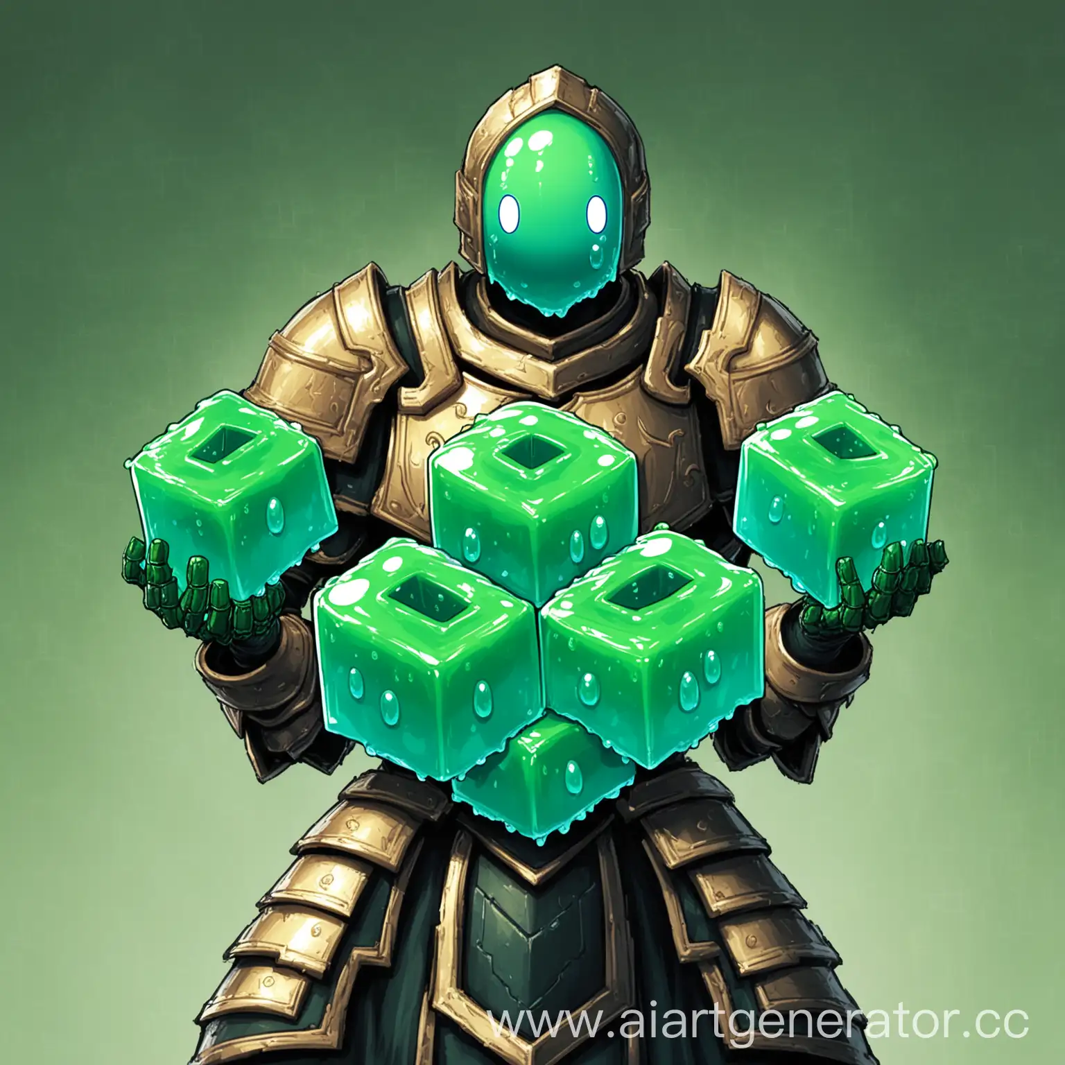 Armored-Humanoid-Slime-Holding-Kuadra-Blocks