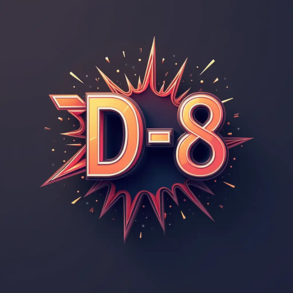 A logo for a business, 3D, dynamic, D-8 , that's the name