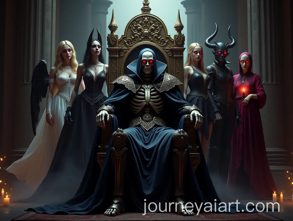 Ainz-Ooal-Gown-and-Nazarick-Guardians-in-Dark-Fantasy-Throne-Room