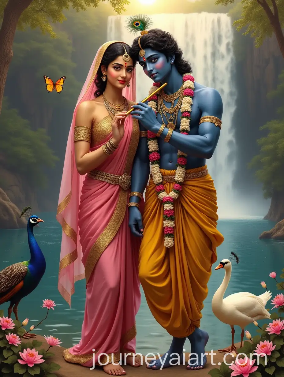 Radha-and-Krishna-in-Divine-Harmony-with-Peacock-Feather-and-Lotus-Symbolism