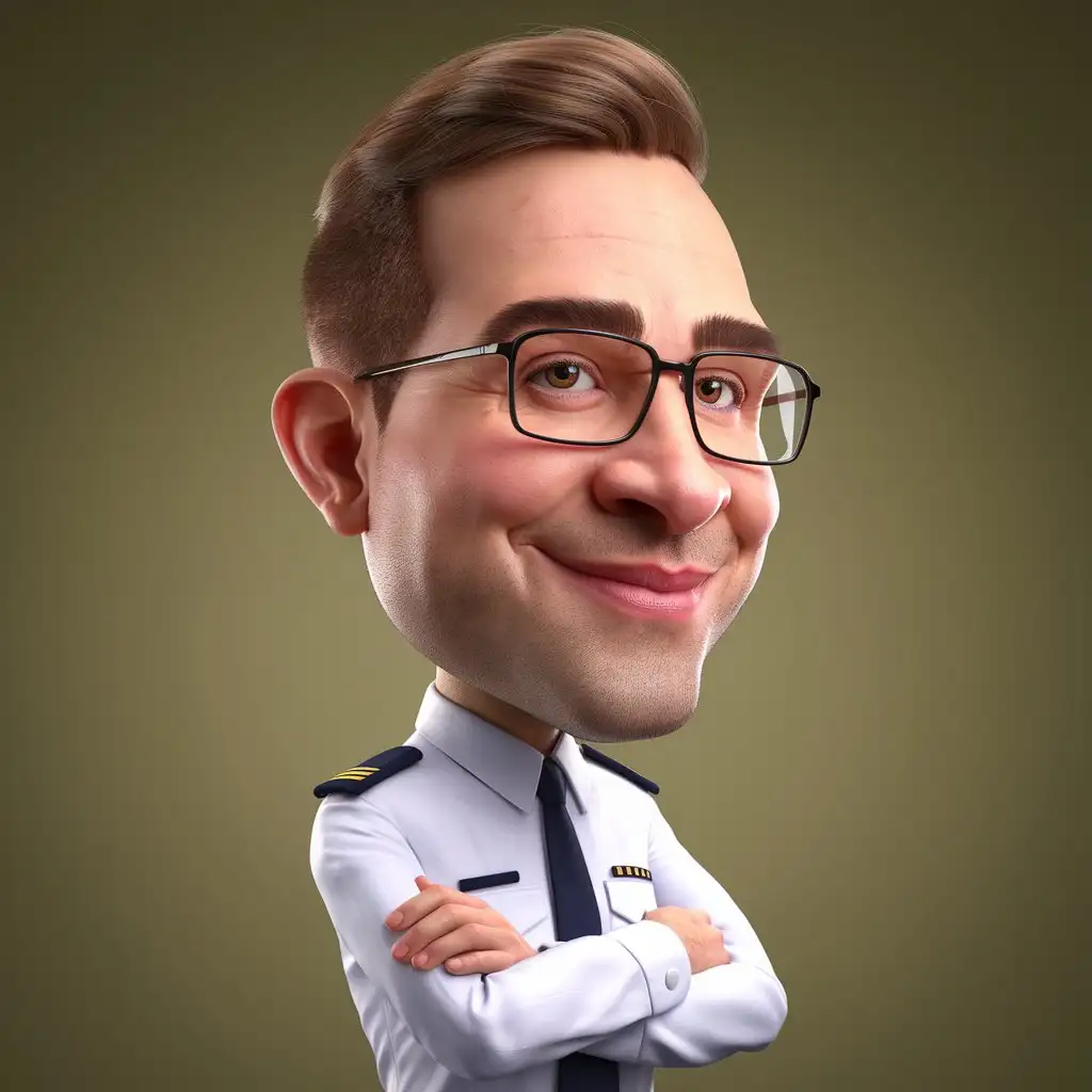 Cartoon-Portrait-of-a-Cheerful-Man-in-White-Uniform-with-Glasses