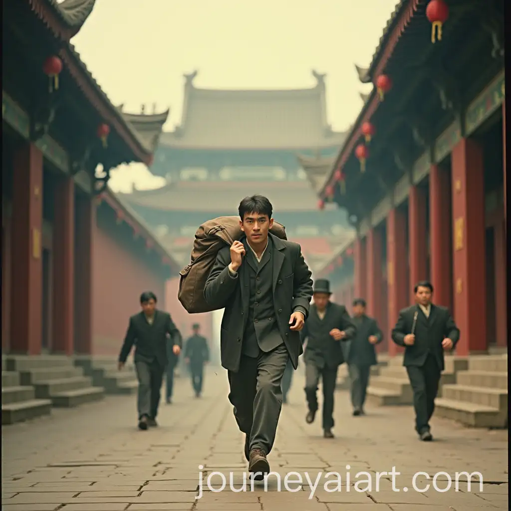 Young-Man-Escaping-from-1940-Dule-Temple-in-China-Pursued-by-Gangsters