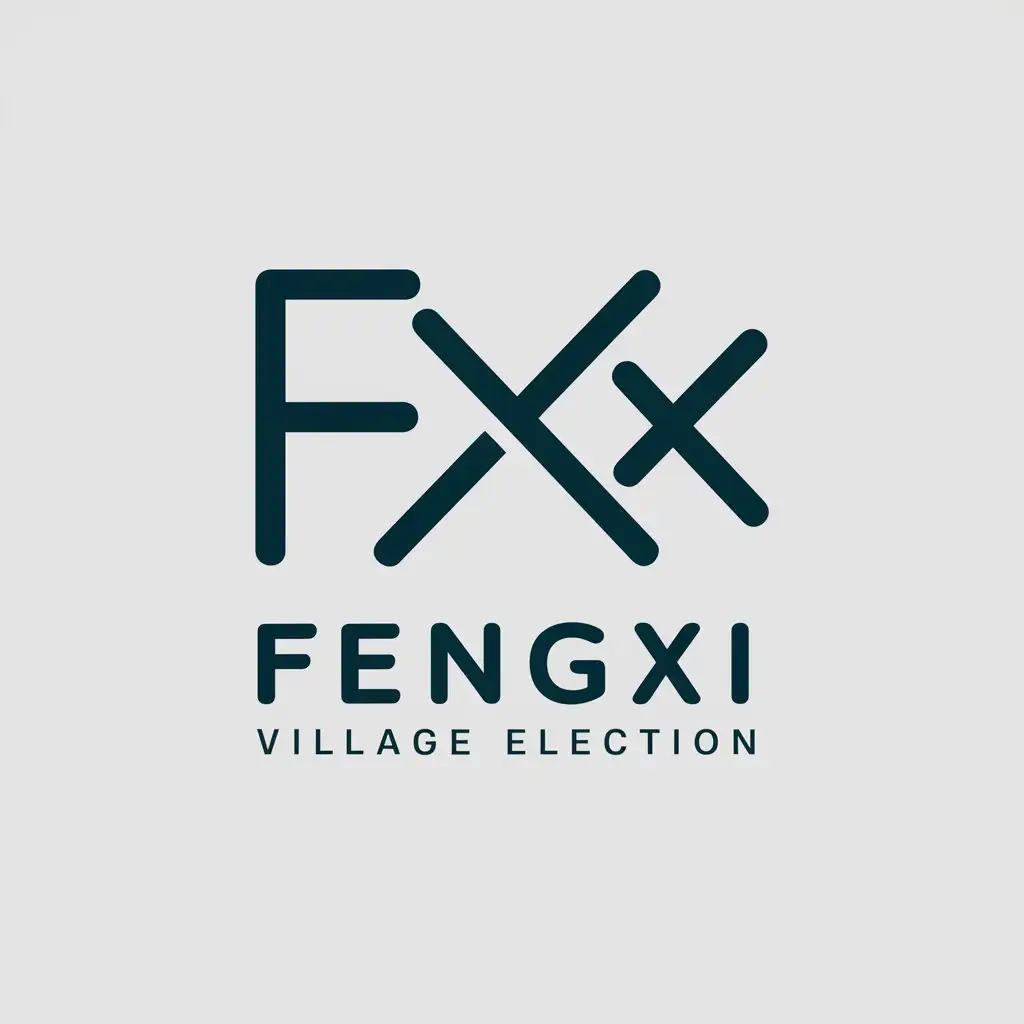 LOGO-Design-for-Fengxi-Village-Election-Minimalistic-Vector-Design-with-FXCX-Symbol