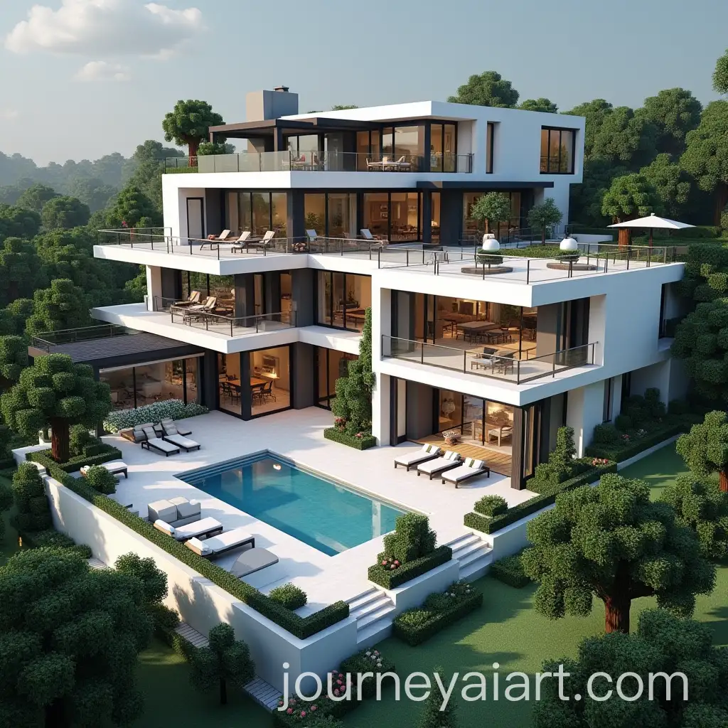 Modern-Minecraft-Mansion-with-Pool-and-Landscaped-Gardens