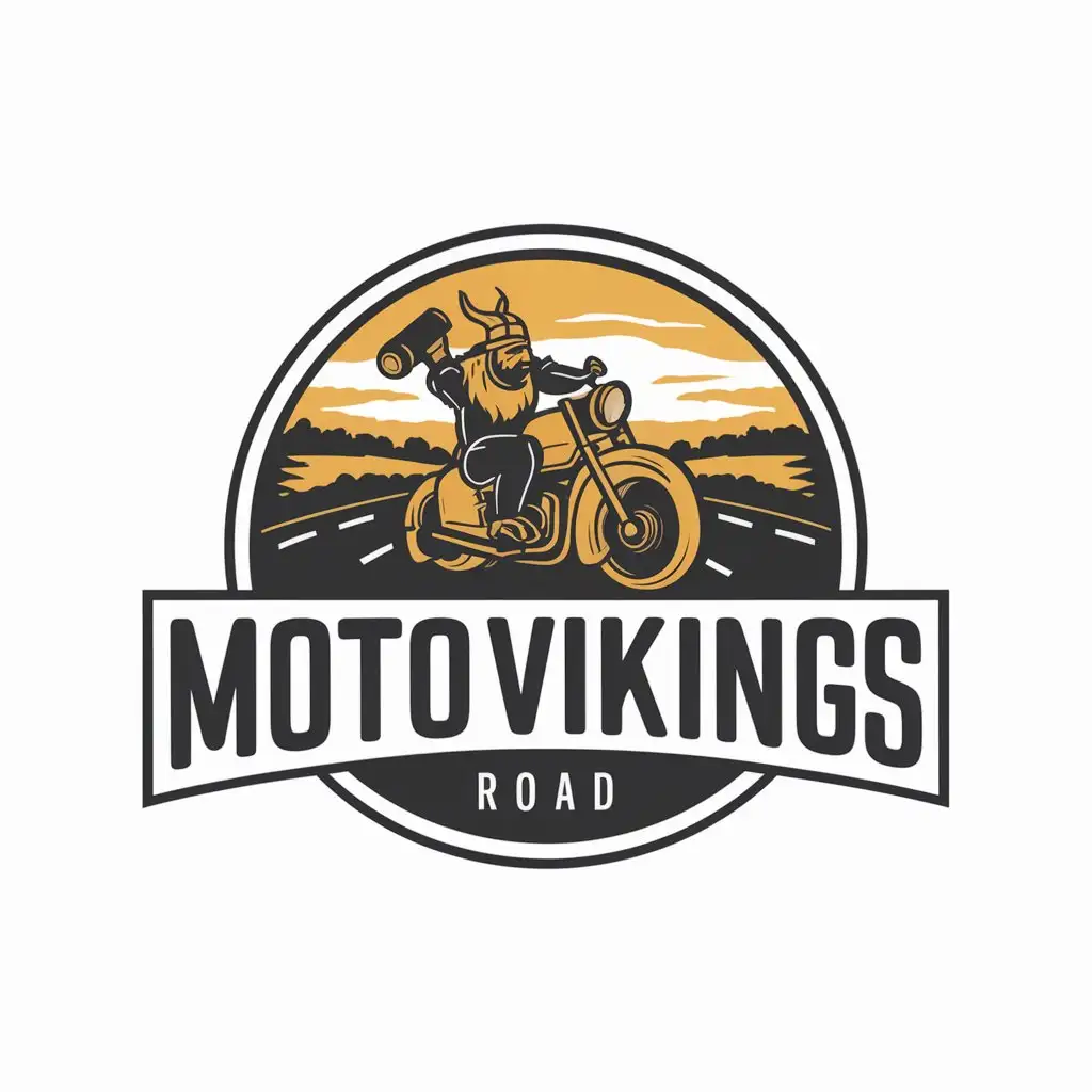 LOGO Design for Motovikings VikingThemed Symbol with Road Motif