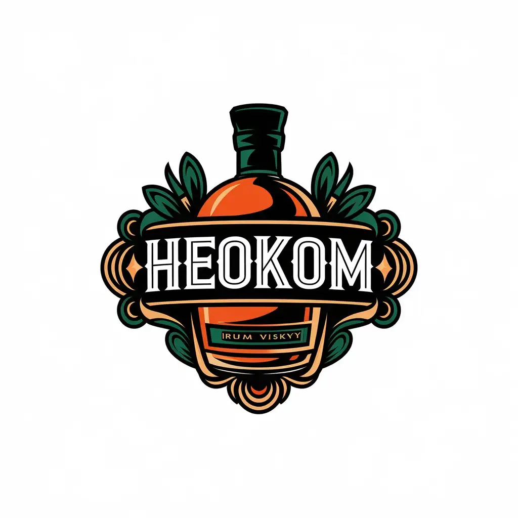 LOGO Design for HEOKOM Vector Logo Featuring Rum Whisky for the Entertainment Industry