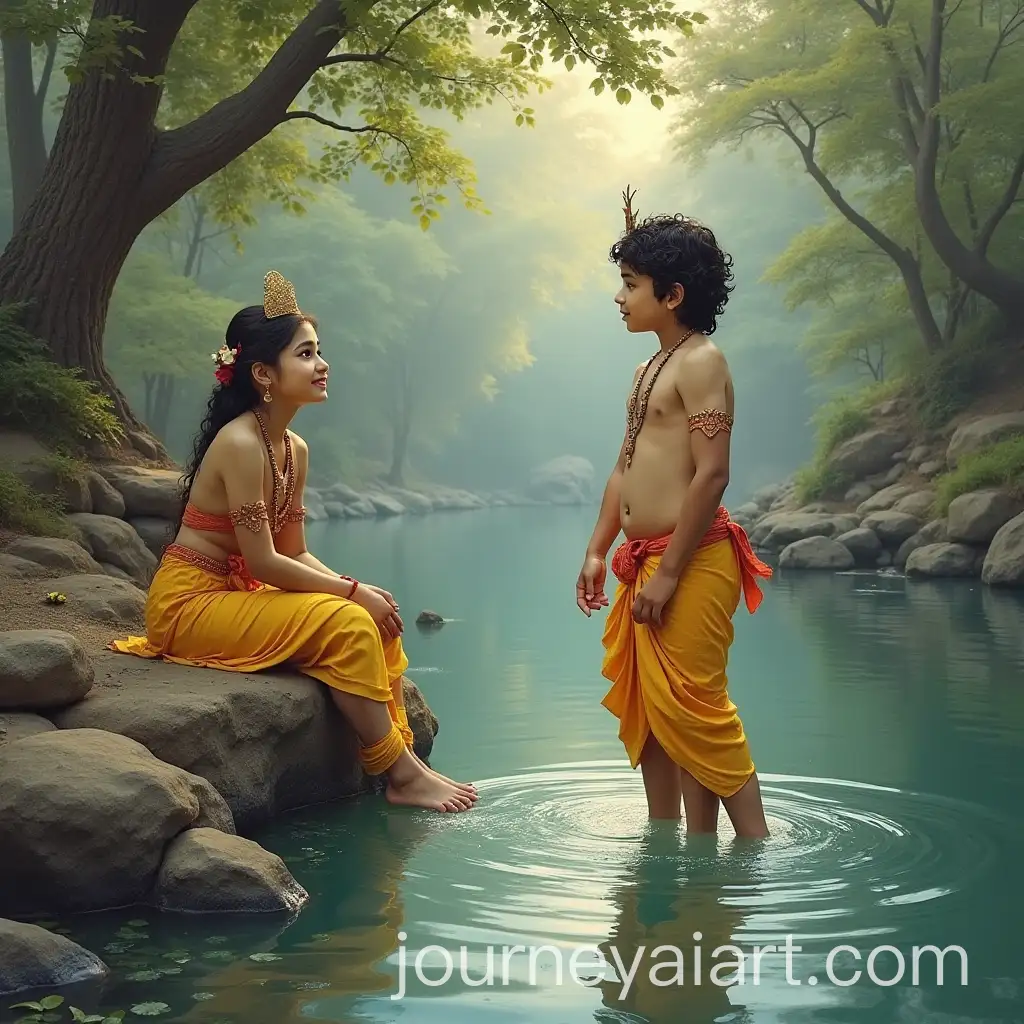 LordAI-Art-Prompt-Expansion-Krishna-Bathing-in-River-Divine-Scene-Painting