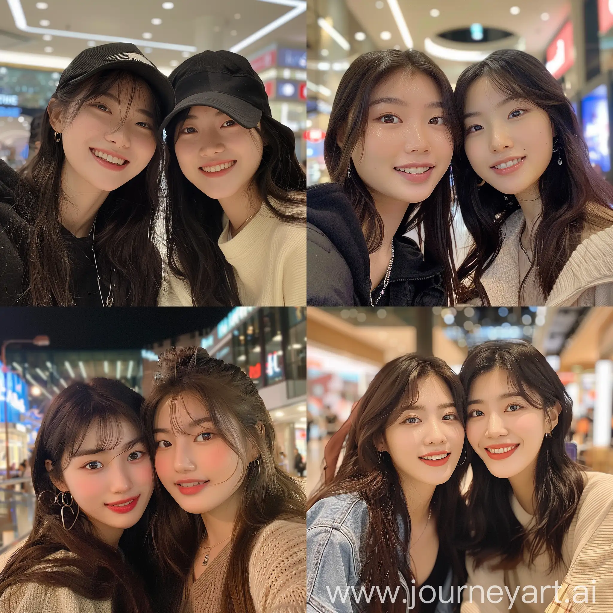 Aesthetic-Instagram-Selfie-of-Two-Korean-Girls-in-KPop-Style-at-a-Mall