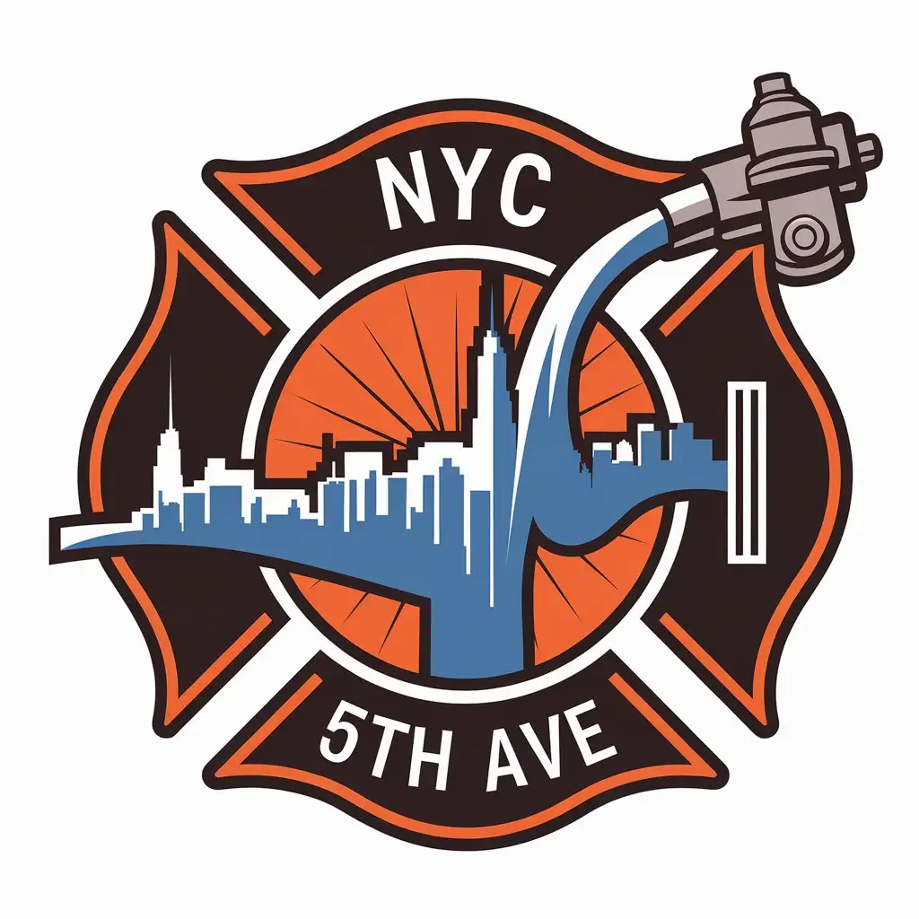 LOGO Design for NYC 5th AVE Fire Hydrant Spraying Water in Urban Theme