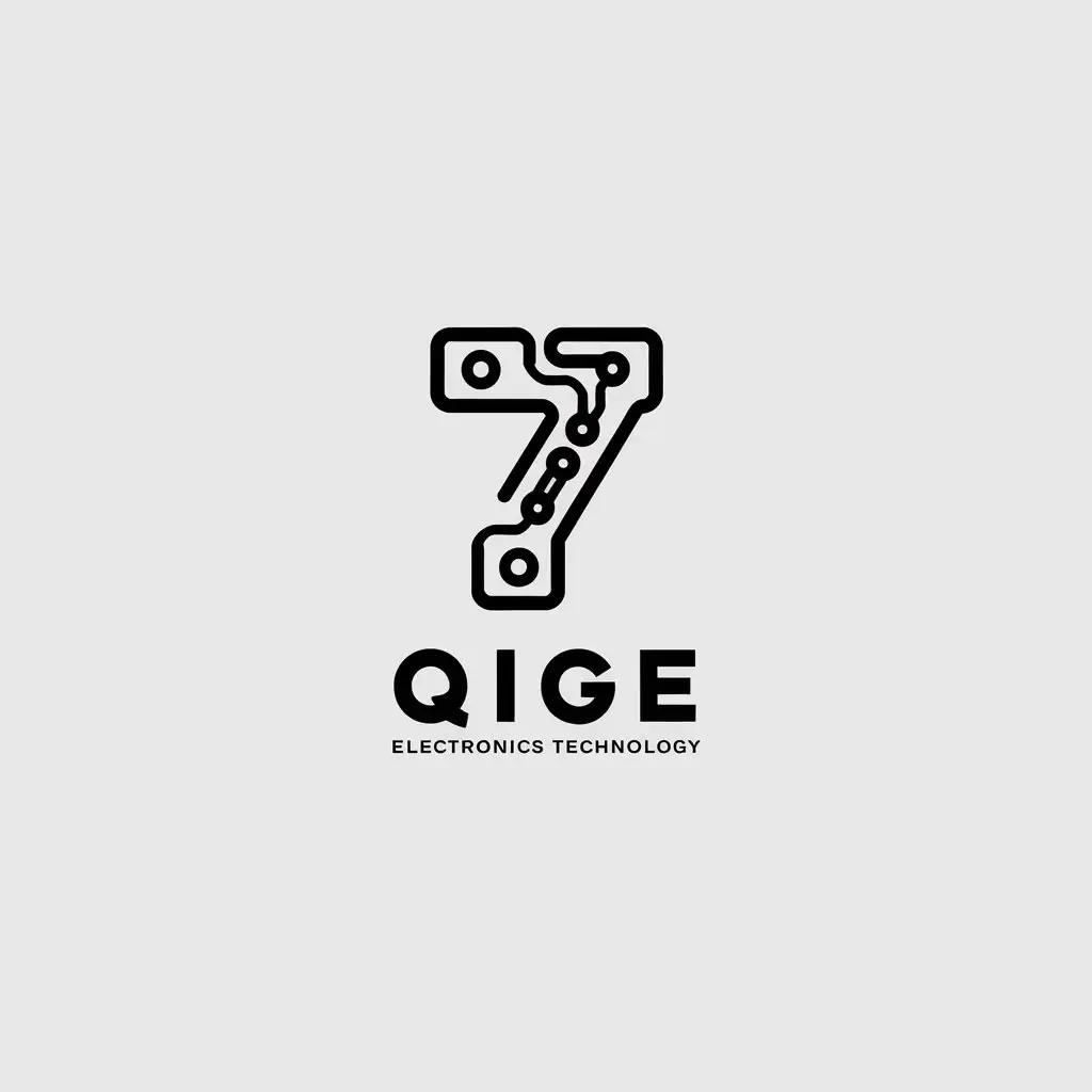 a vector logo design,with the text "Qige electronics technology", main symbol:seven,Minimalistic,be used in Technology industry,clear background