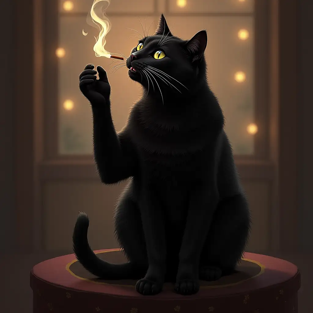 Black cat, cigarette, short skirt, karaoke