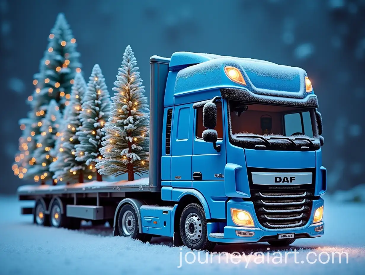 Blue-DAF-Cargo-Truck-with-Christmas-Tree-and-Snowflakes
