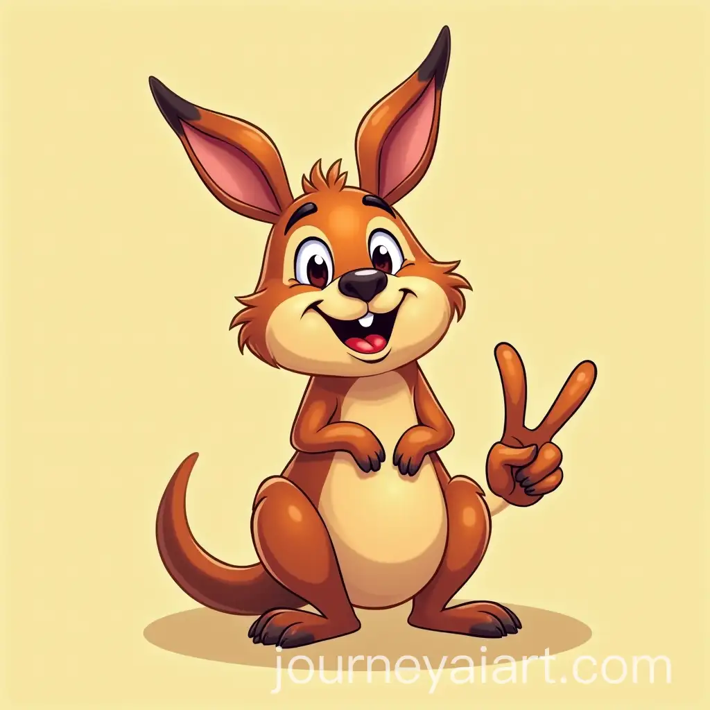 Smiling-Comic-Kangaroo-Making-Peace-Sign