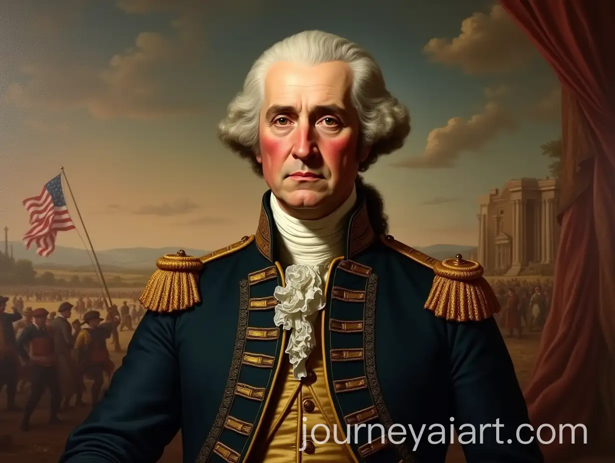 Colonial-Military-Portrait-of-George-Washington-with-American-Flag-and-Battlefield