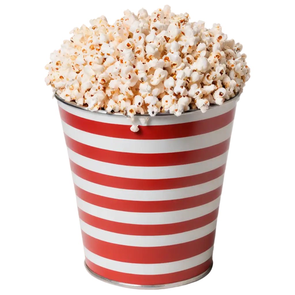 Classic-RedandWhite-Striped-Popcorn-Bucket-Overflowing-with-Buttery-Popcorn-HighQuality-PNG-Image-for-Versatile-Use