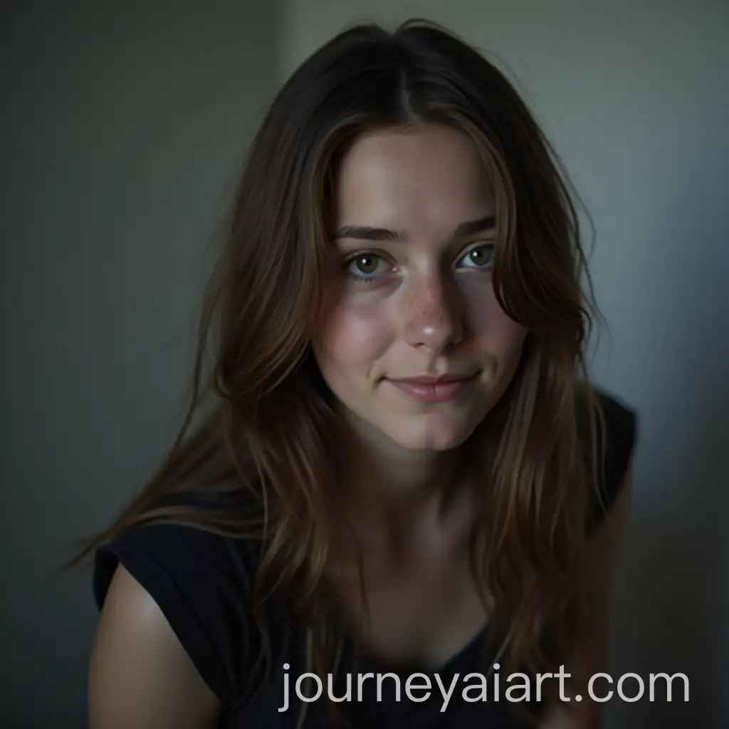 Realistic-Portrait-of-an-18YearOld-Girl-with-Long-Hair-in-a-Grey-Room