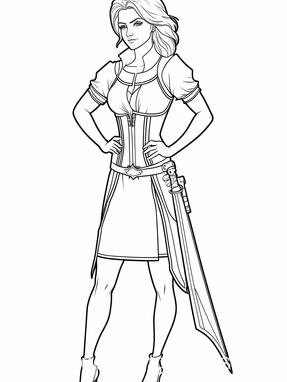 Ciri-Coloring-Page-in-Bodycon-Dress-and-Heels