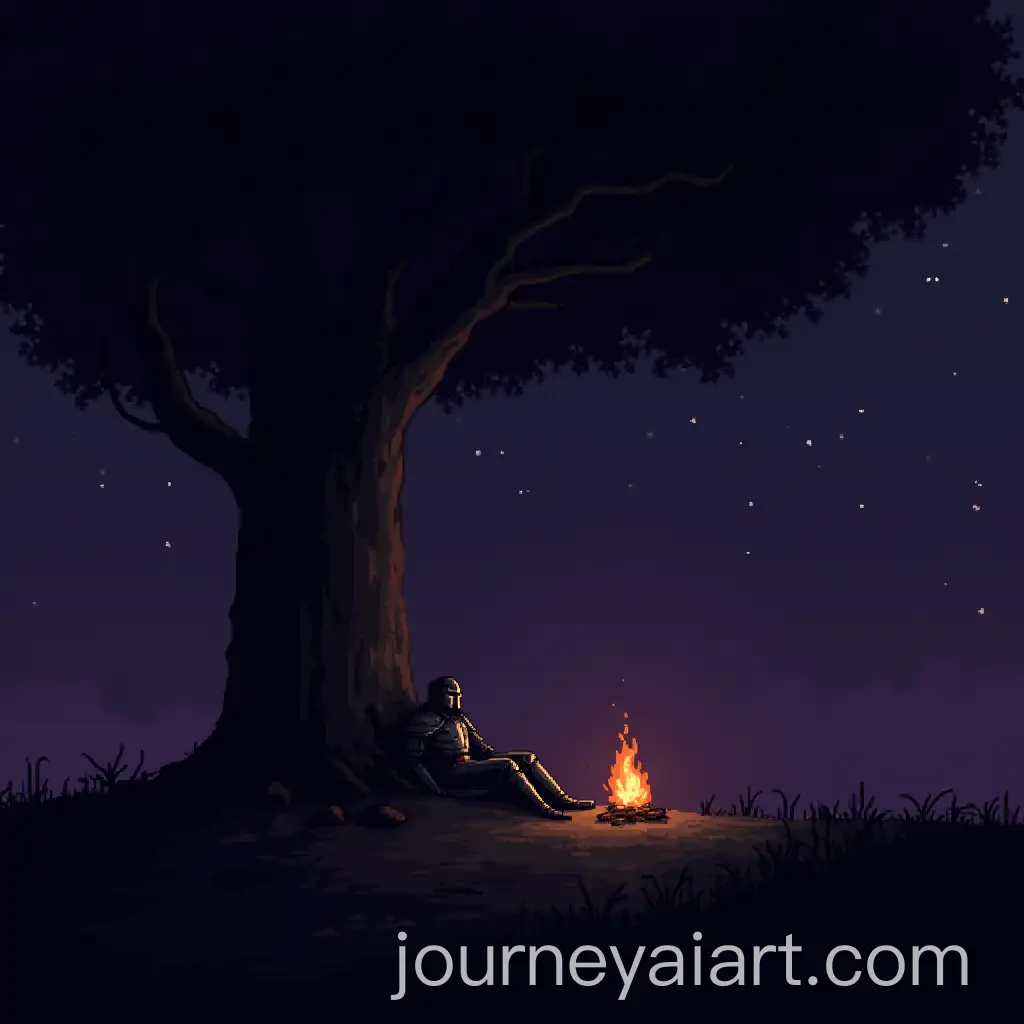 Ominous-Knight-Resting-by-Fire-Under-Starry-Night-in-PS2-Game-Style