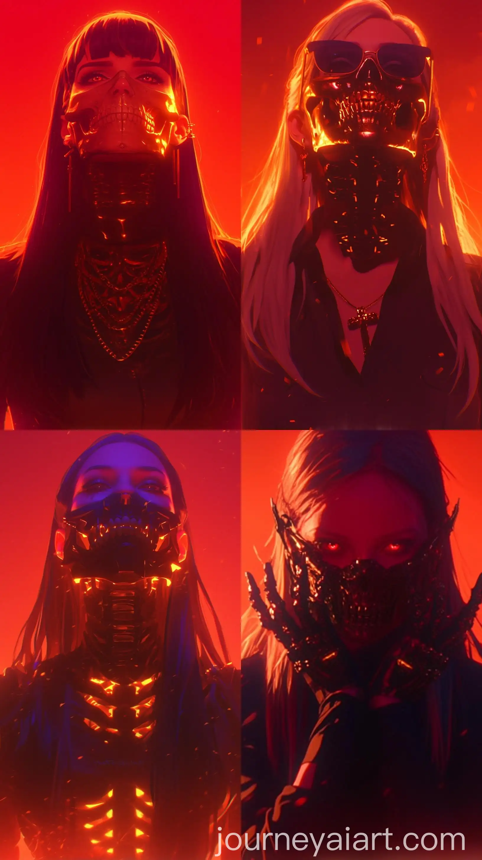 Cyberpunk-Woman-with-Metallic-Red-ExoSkeleton-Mask