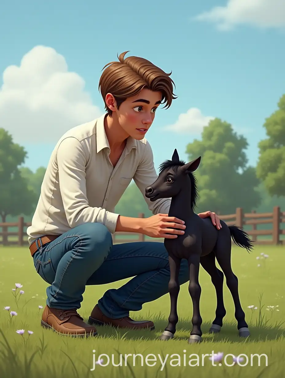 Young-Man-Comforting-Malnourished-Foal