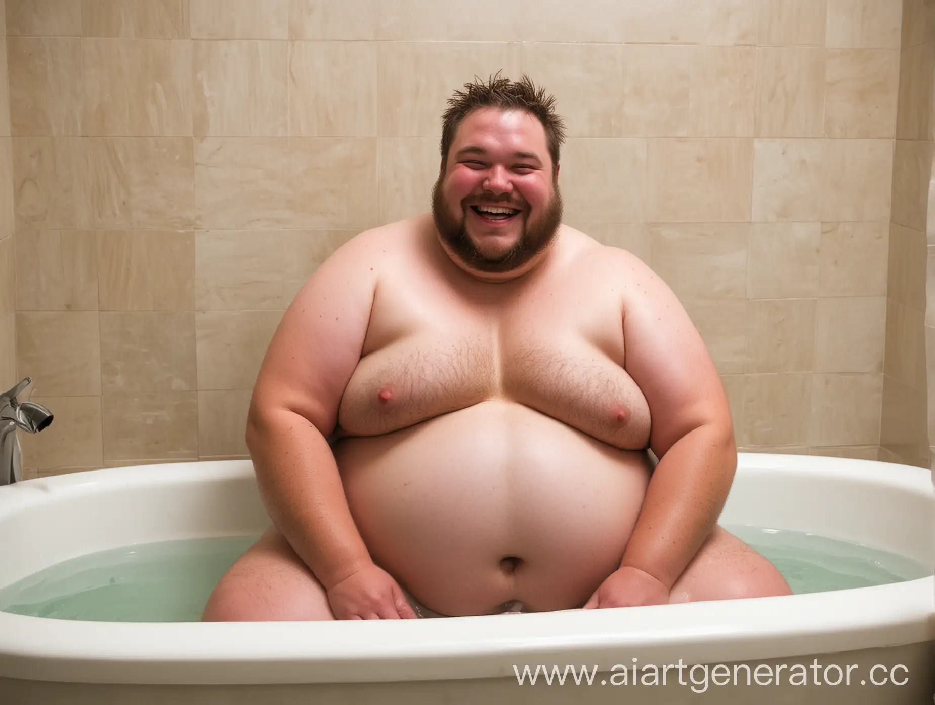 Overweight-Man-Smiling-and-Relaxing-in-a-Bathtub